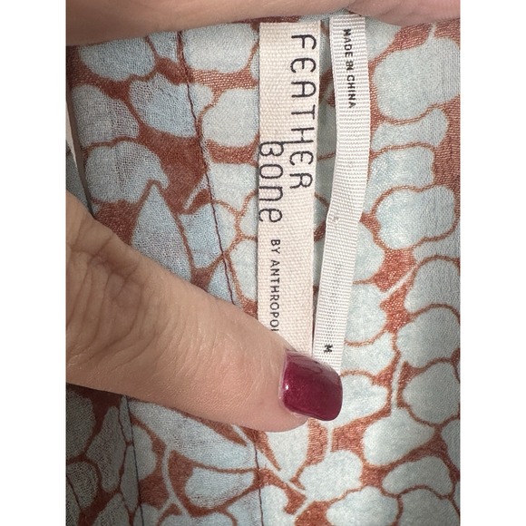 Anthropologie Feather Bone Blouse MEDIUM Ruffle Allegra Smocked Light Career - Picture 5 of 8